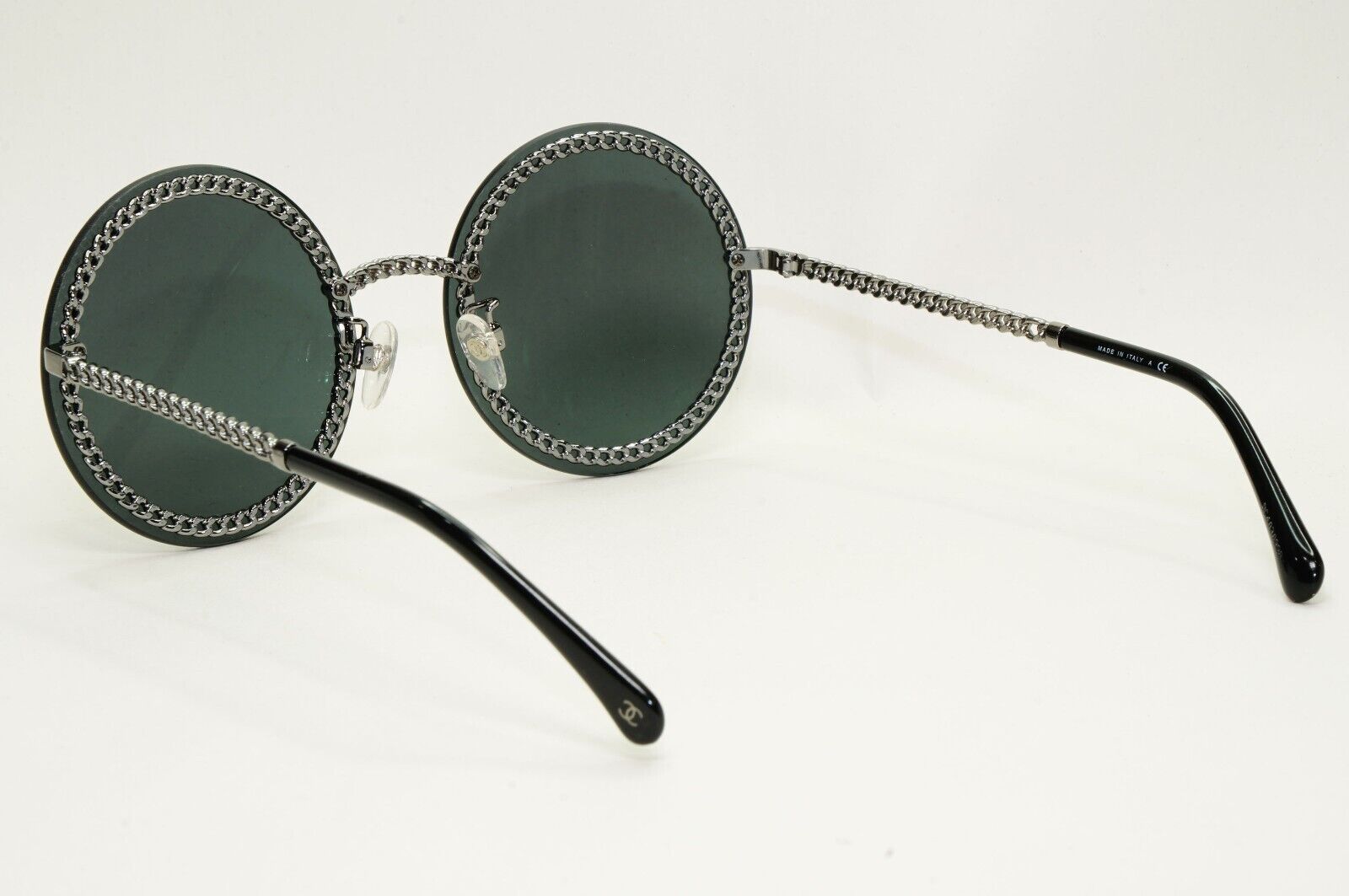 Chanel Sunglasses Chain Round Rimless Metal Gunmetal Grey CH 4245 c.108/S4