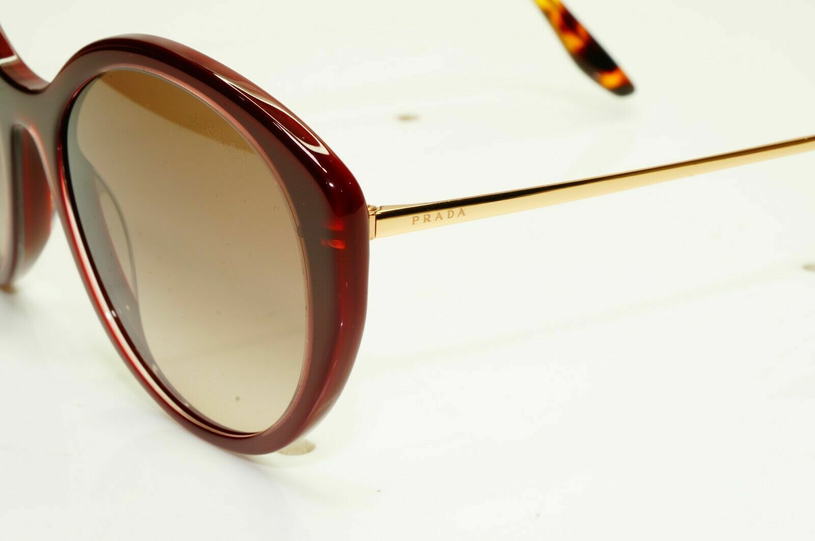 Prada Red Gold Sunglasses Burgundy Bordo Maroon Large Oversized SPR 18X UAN-3D0