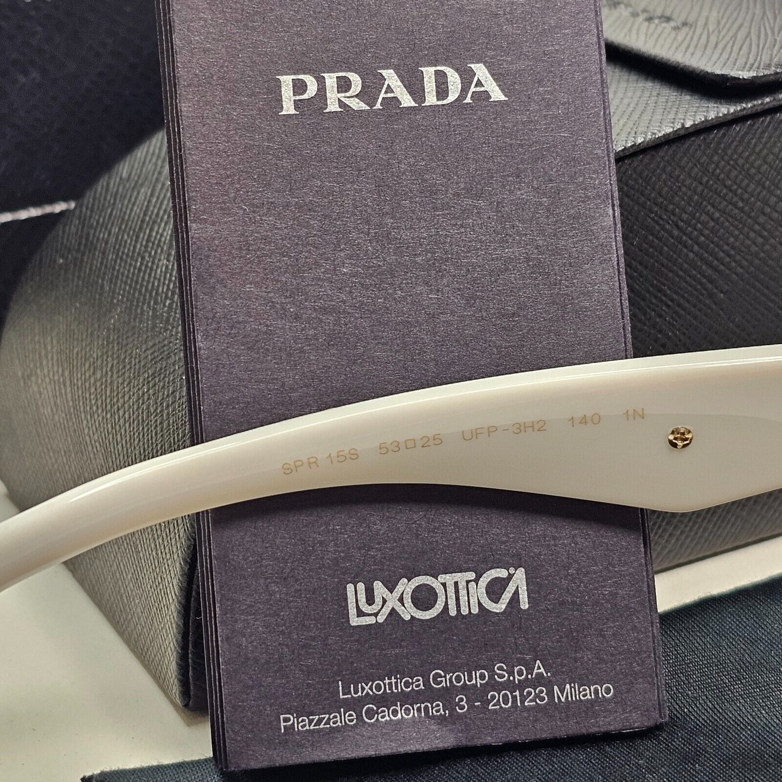 Prada Sunglasses White Saffiano Leather Triangle PR15SS SPR 15S UFP-3H2 270924