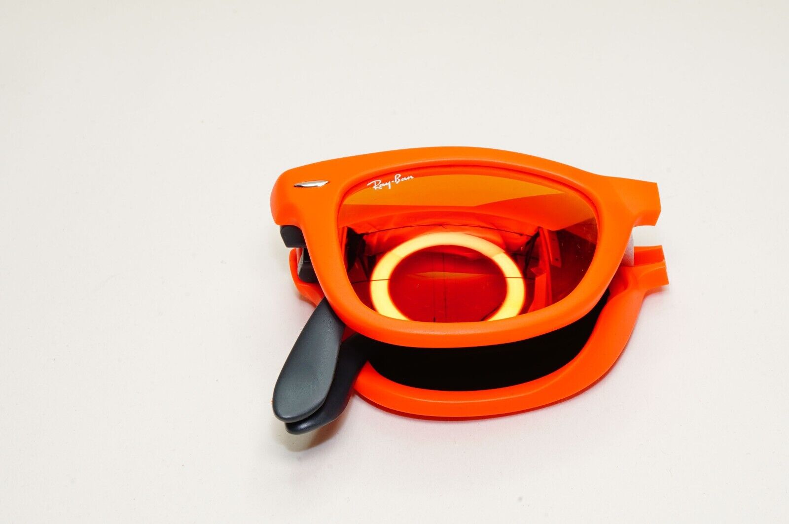 Ray-Ban Sunglasses Folding Wayfarer Orange Mirror Black Matte RB 4105 6019/69