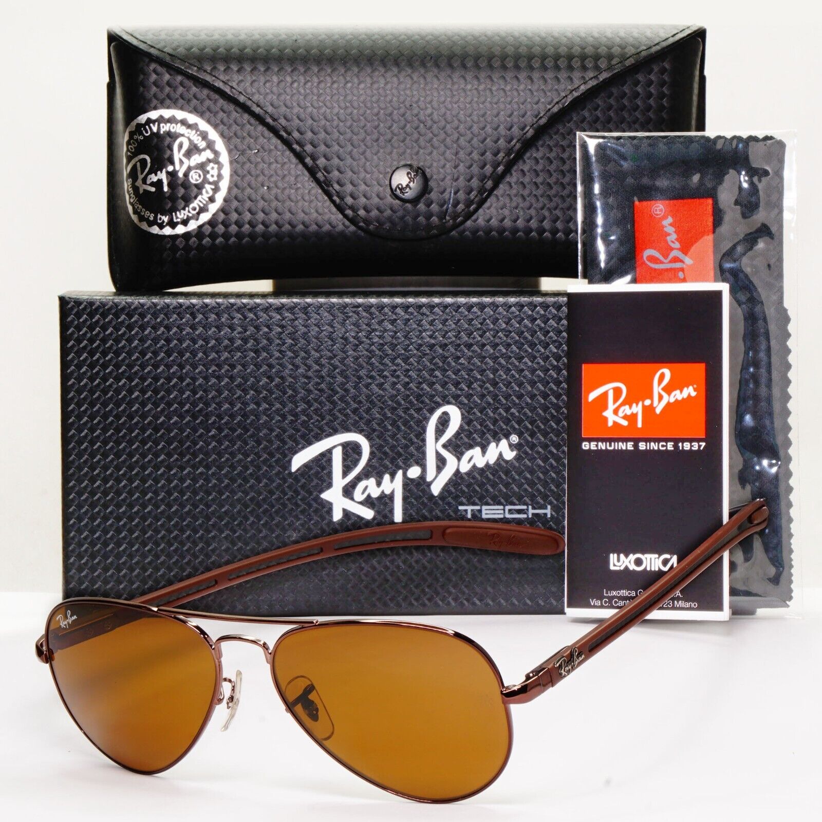 Ray-Ban Sunglasses Carbon Fibre 2013 Pilot Aviator Brown RB 8307 014 55mm