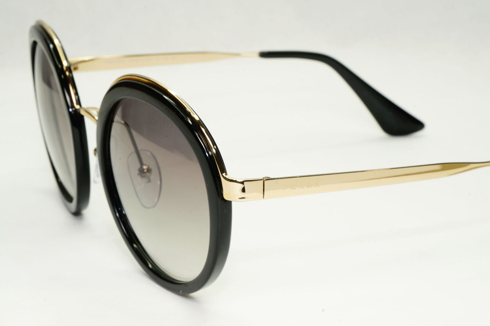 Prada Sunglasses Round Black Gold Grey Gradient PR50TS SPR 50T 1AB-0A7 54mm