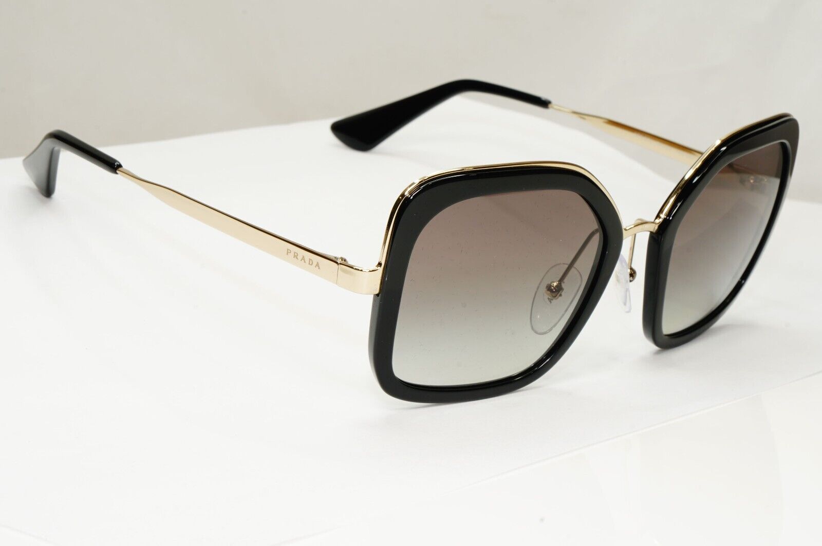 Prada Sunglasses Black Gold Square Grey Gradient PR57US SPR 57U 1AB-0A7 [a]