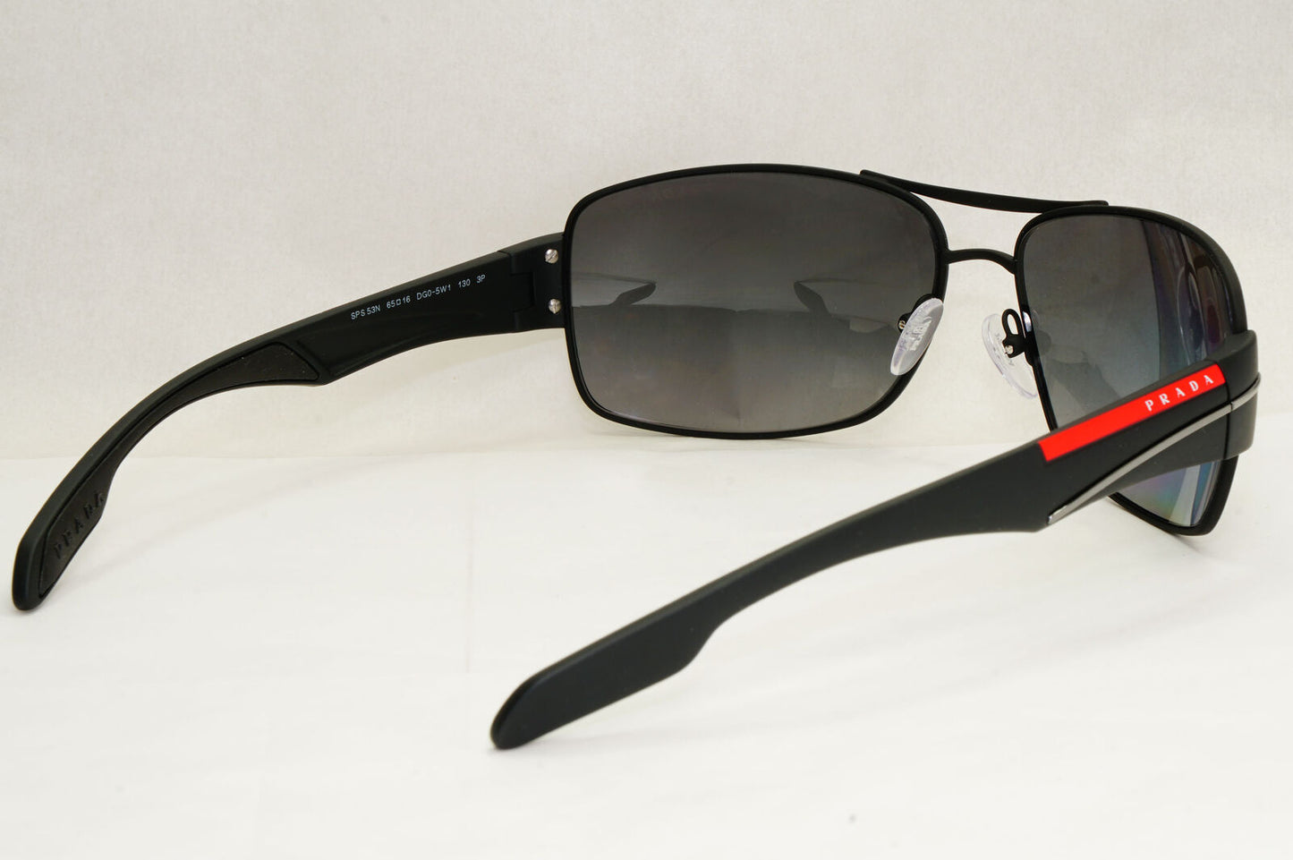 Prada Sunglasses Polarised Black Grey Gradient Wrap Rossa PS53NS SPS 53N DG0-5W1