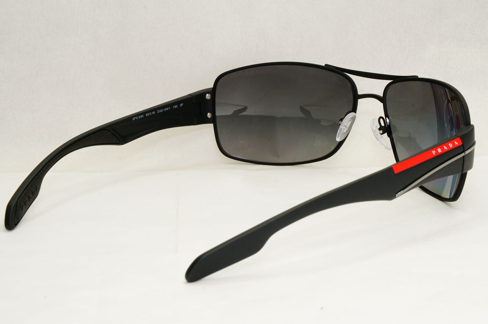 Prada Sunglasses Polarised Black Grey Gradient Wrap Rossa PS53NS SPS 53N DG0-5W1