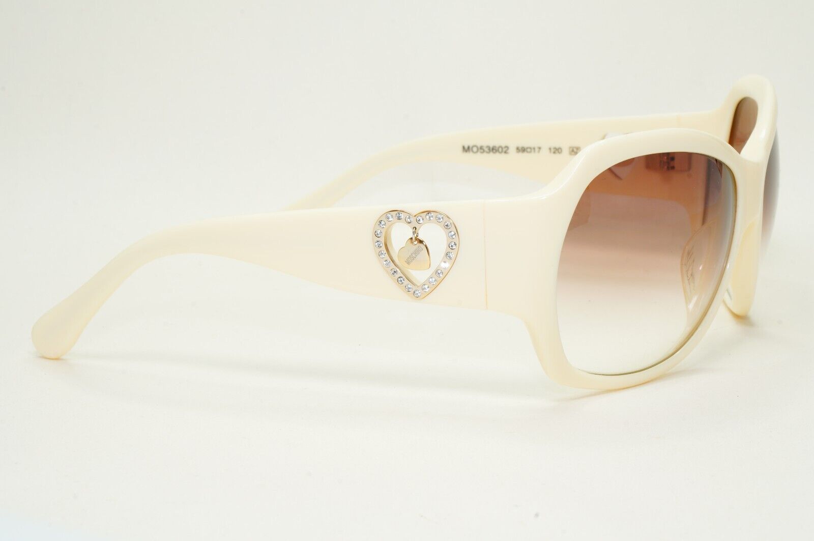 Moschino Sunglasses 2005 Vintage White Cream Brown Gold Heart MO536 02 101124