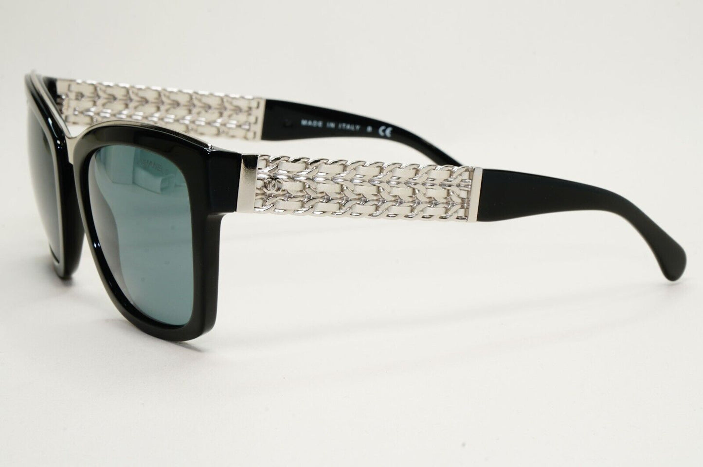 Chanel Sunglasses Black Grey Mirrored Silver Leather Chain 5362-Q c.501/26