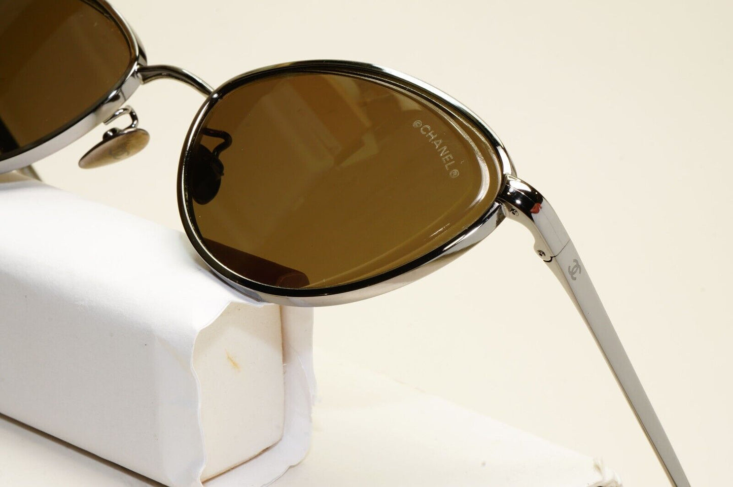 Chanel Sunglasses Gunmetal Brown Cat Eye Metal 4255 c.108/3 55mm