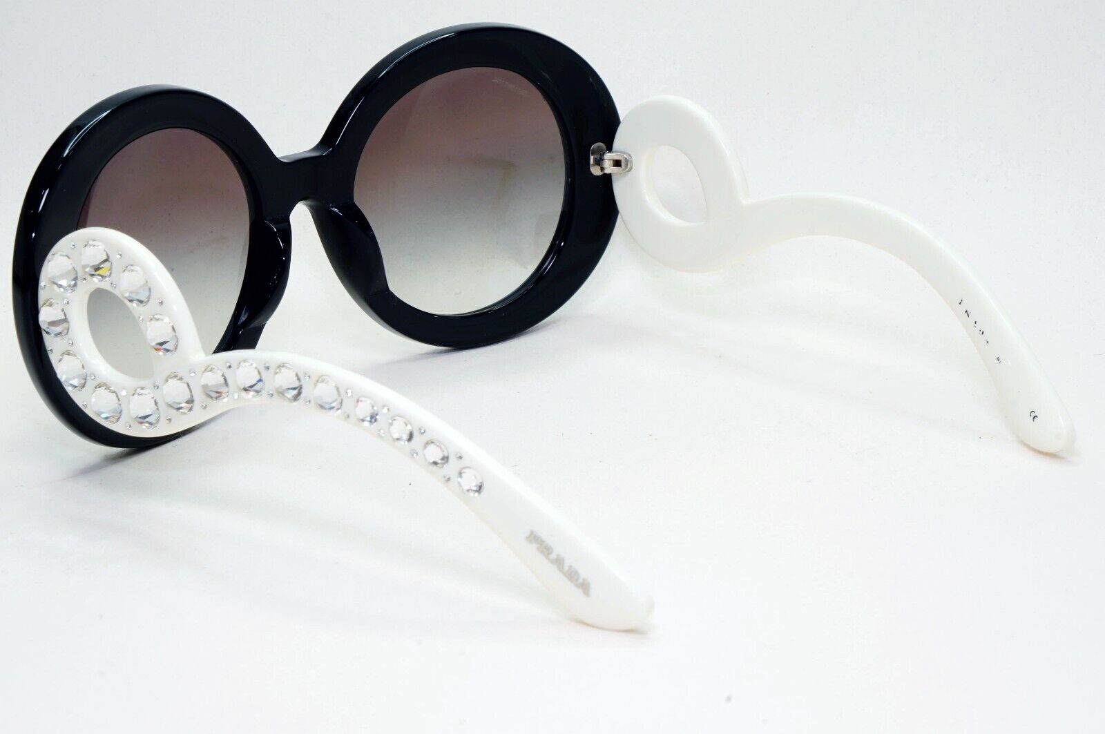 Prada Sunglasses Baroque Ornate Swirl White Black PR31PS SPR 31P 7S3-0A7  311024