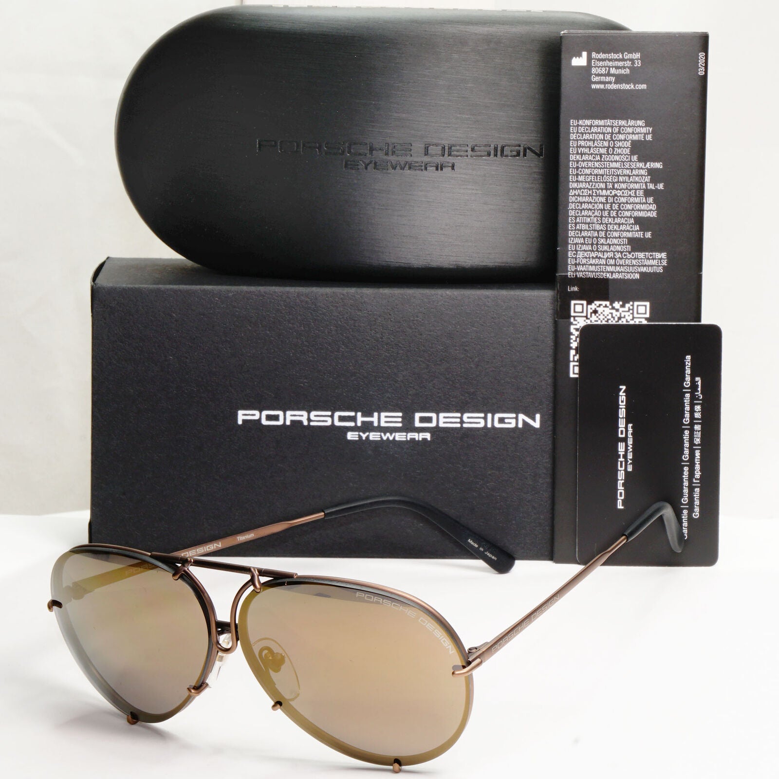 Porsche Design Titanium Japan Sunglasses Pilot Copper P8478 E 60mm Small Unisex