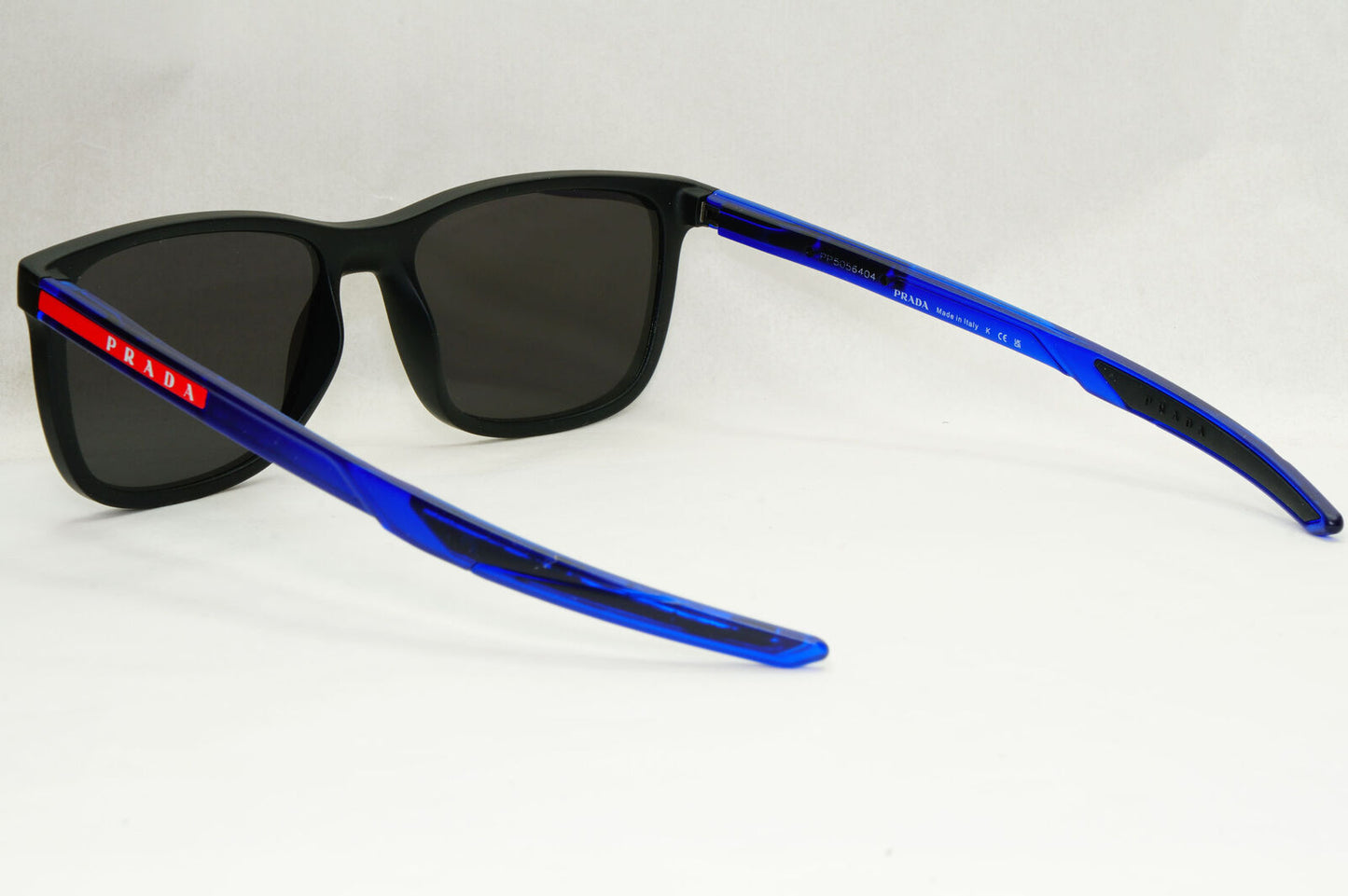 Prada Sunglasses Black Blue Square Red Stripe PS07OV VPS 07O 15C-1O1 54mm