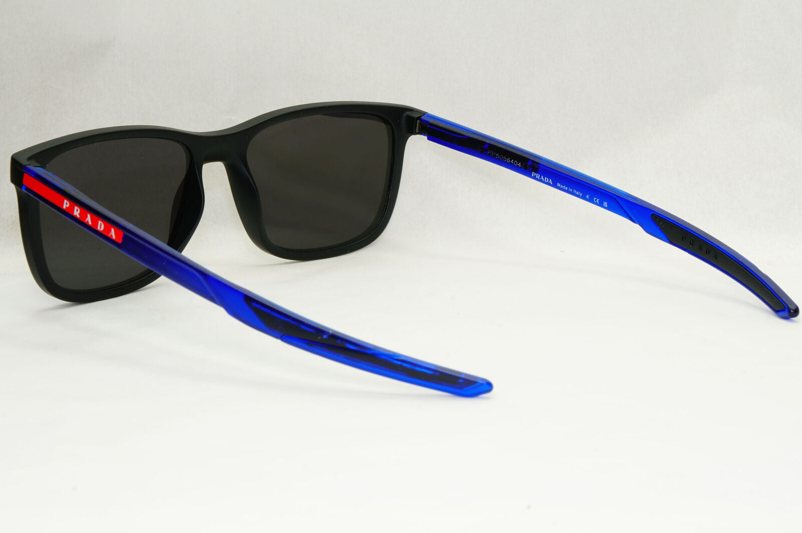 Prada Sunglasses Black Blue Square Red Stripe PS07OV VPS 07O 15C-1O1 54mm