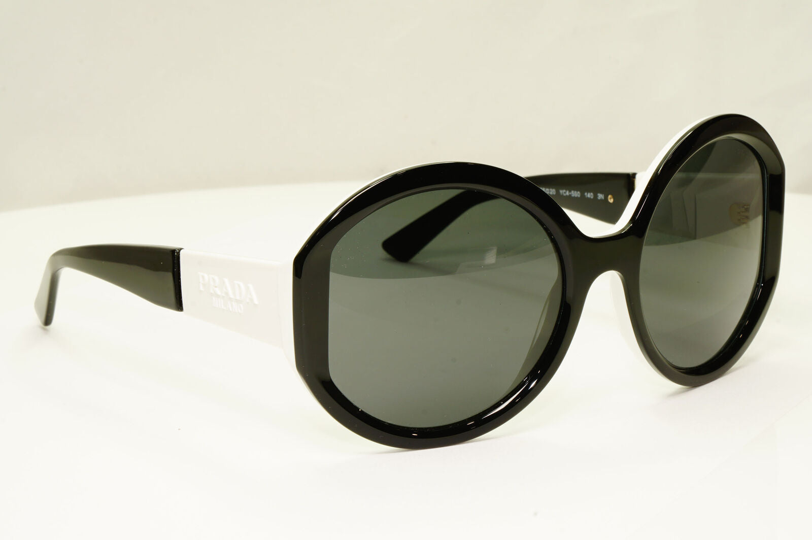 Prada Black Oversized Sunglasses White Round Milano SPR 22X PR22XS YC4-5S0