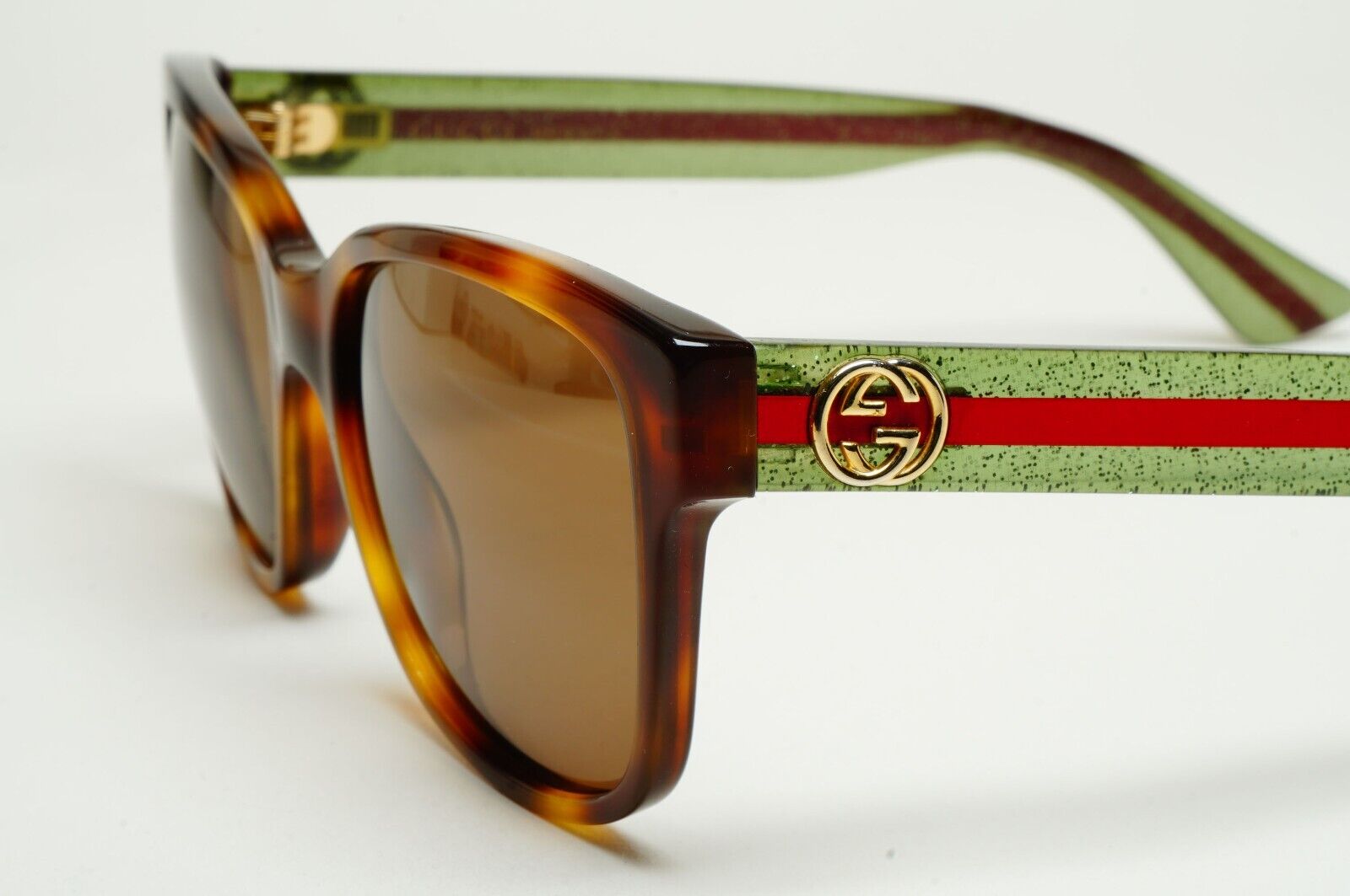 Gucci Sunglasses 2017 Brown Green Square Red Stripe GG0038O 002 54mm 100225