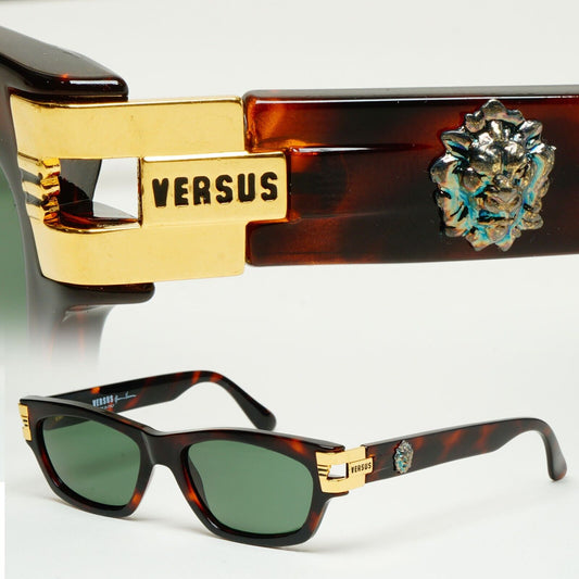 Versus Sunglasses 1996 by Gianni Versace Vintage Brown Gold Lion MOD E29 COL 649
