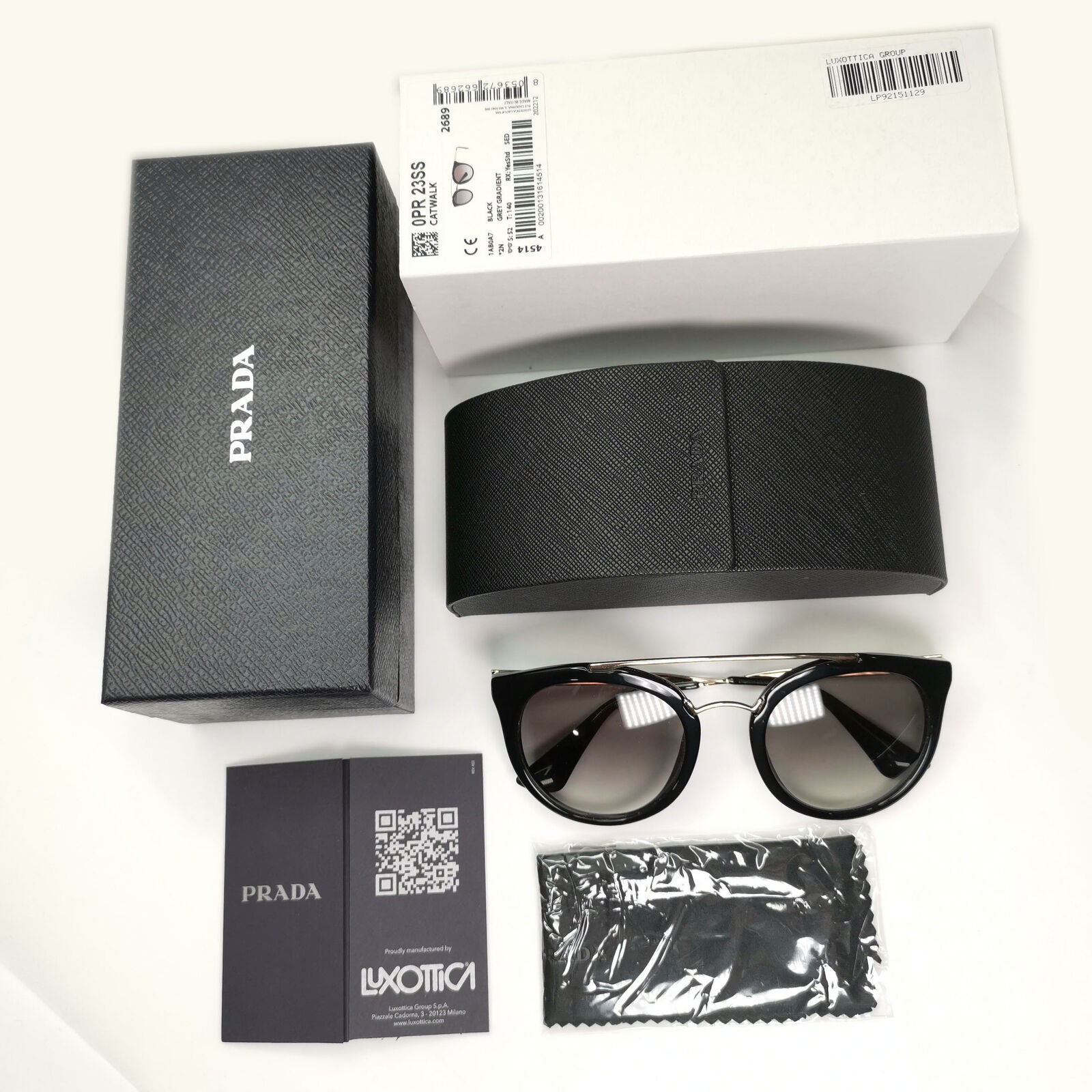 Prada Sunglasses Cinema Black Gold Grey Gradient PR23SS  SPR 23S 1AB-0A7 52mm
