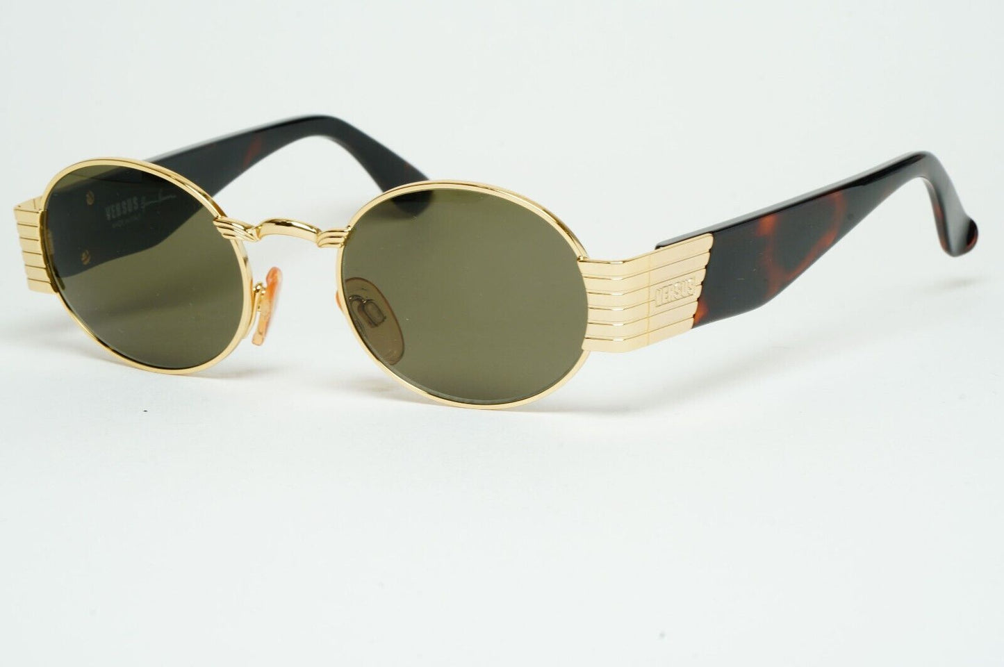 Versus Sunglasses 1996 by Gianni Versace Vintage Gold Oval Brown MOD F12 COL 030