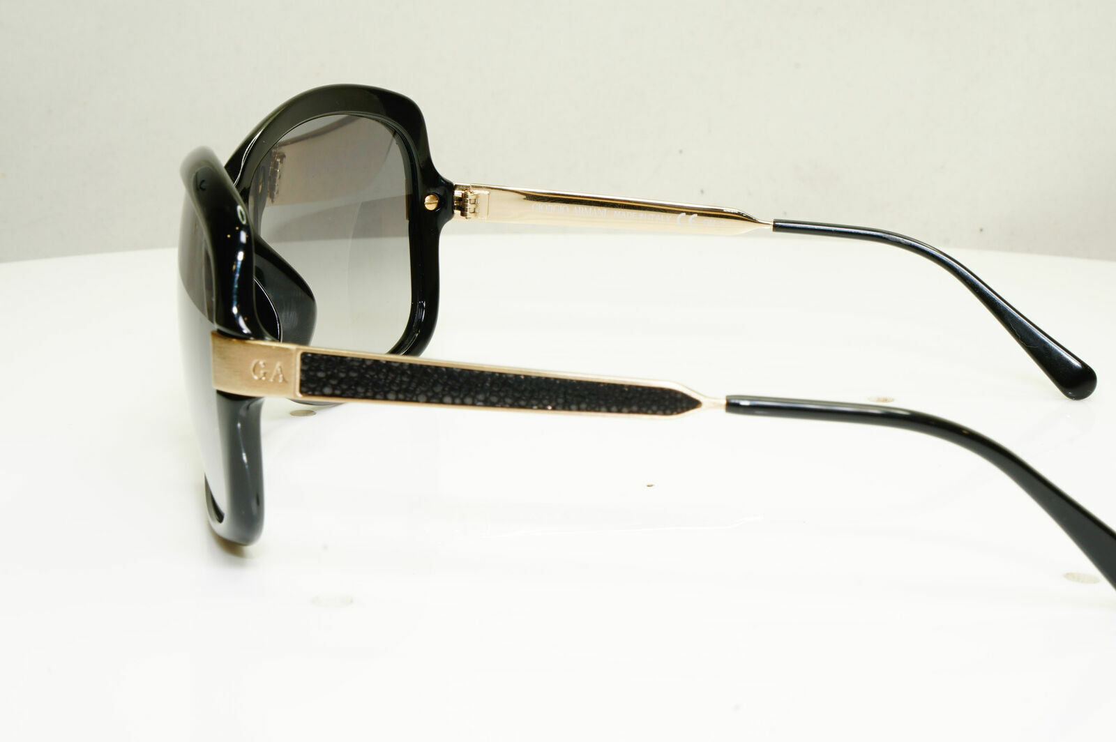 Giorgio Armani Stingray Leather Black Gold Sunglasses Womens GA 934 2E9VK 30343