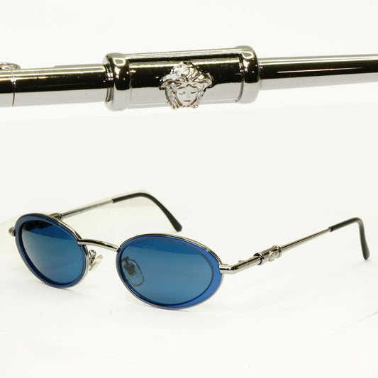 Gianni Versace 1996 Vintage Womens Blue Silver Medusa Sunglasses MOD X13 COL A35