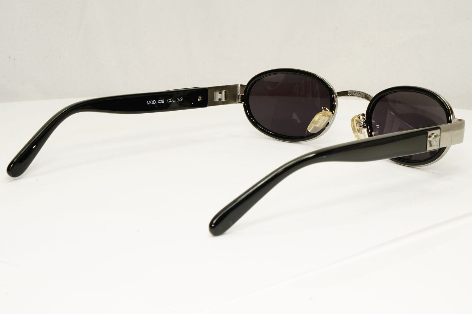 Gianni Versace 1996 Vintage Oval Black Silver Medusa Sunglasses MOD X28 COL 029