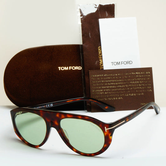 Tom Ford Sunglasses Rex-02 Photochromic Green Brown Tortoise FT1001 TF 1001 54N