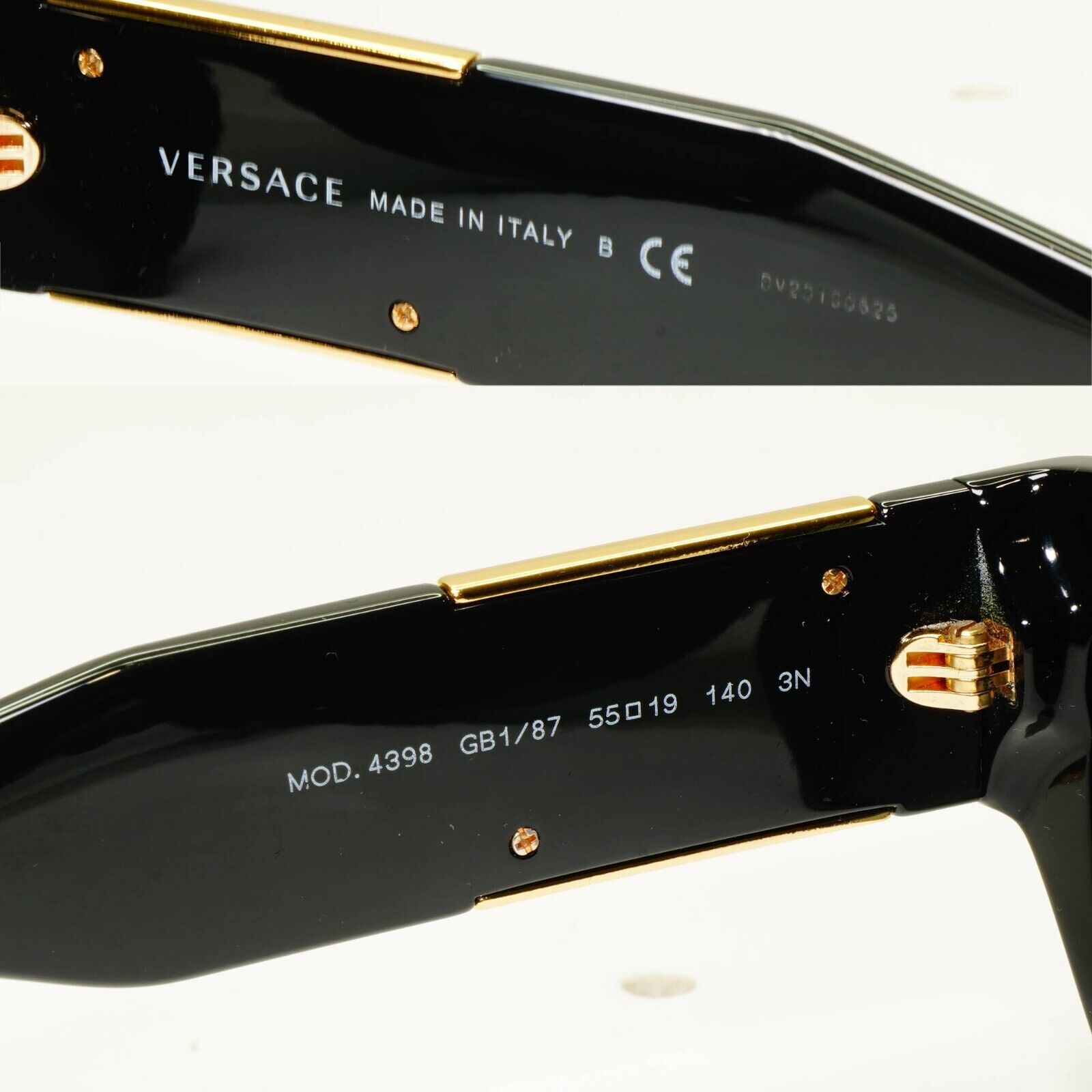 Versace Sunglasses Black Gold Medusa Glossy Square MOD VE4398 GB1/87