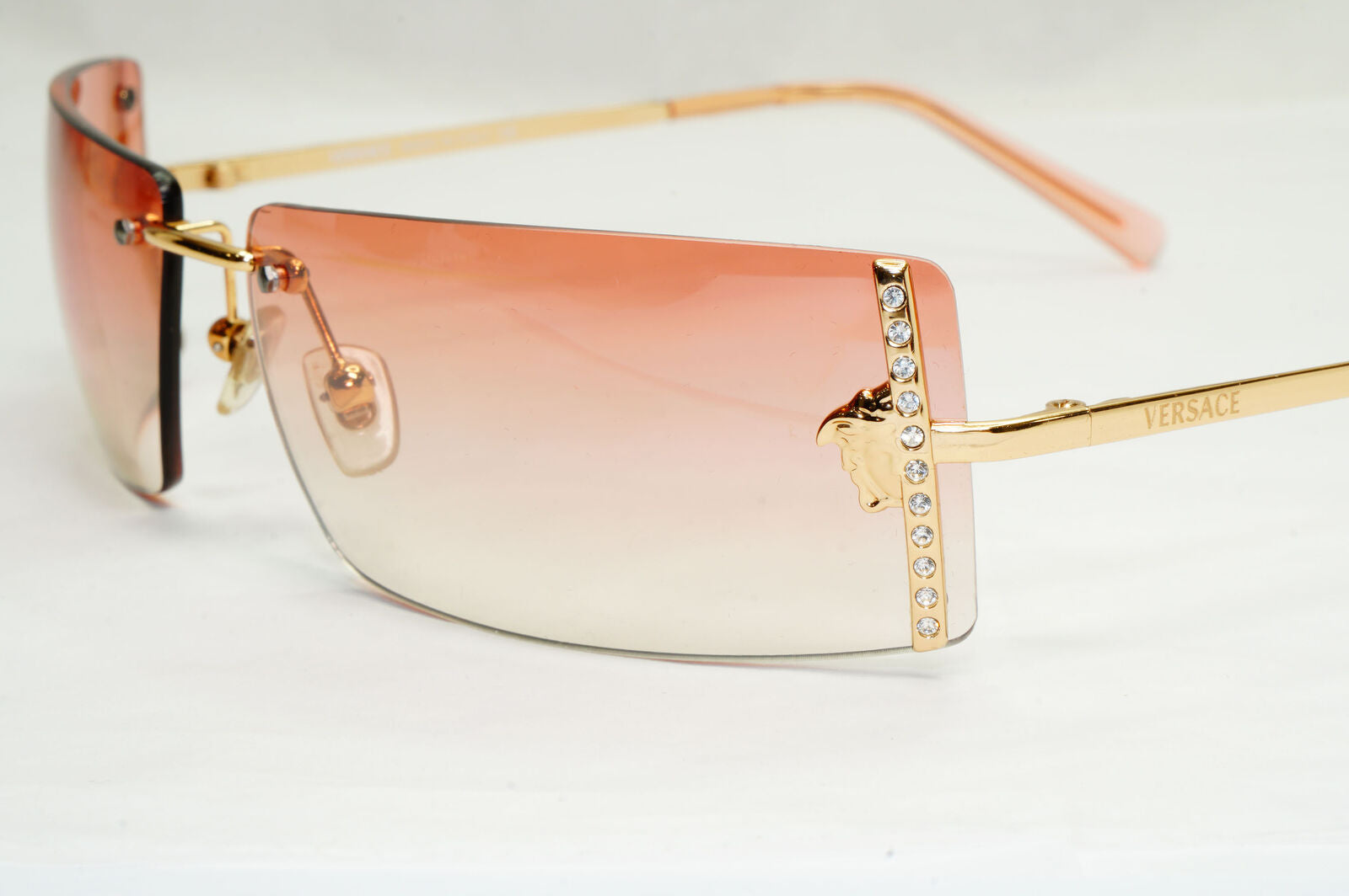 Versace Sunglasses 2004 Vintage Rimless Gold Crystals MOD N29-H N30/536 200124