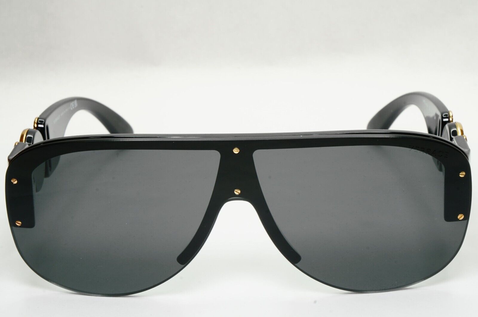 Versace Sunglasses Black Gold Shield Pilot Medusa Biggie MOD VE 4391 GB1/87