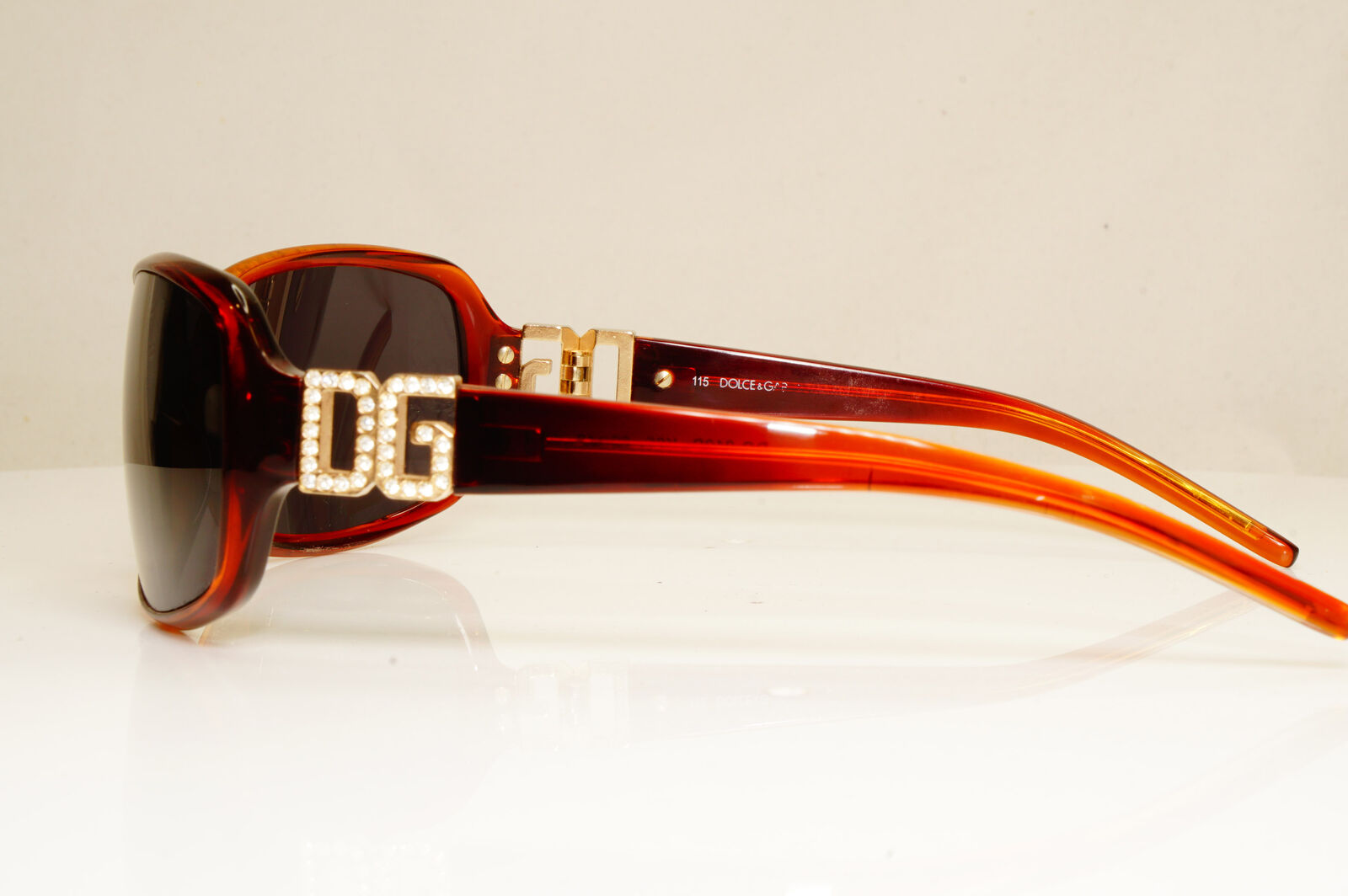 Dolce & Gabbana Brown Gold Diamante Womens Vintage Sunglasses D&G 810 K85 28655