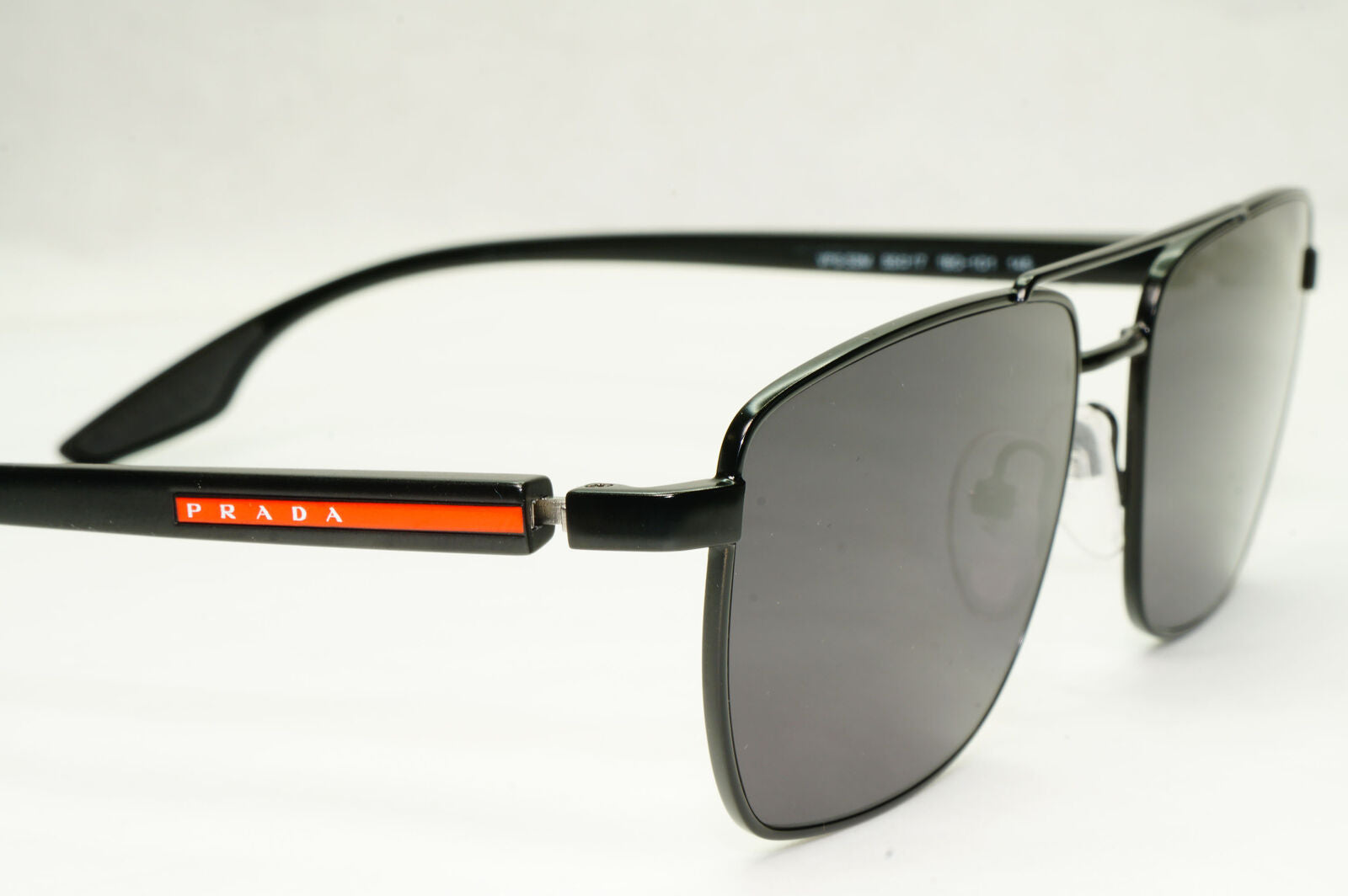 Prada Sunglasses Black Square Pilot Metal Mens PR53MV VPS 53M 1BO-1O1 55mm