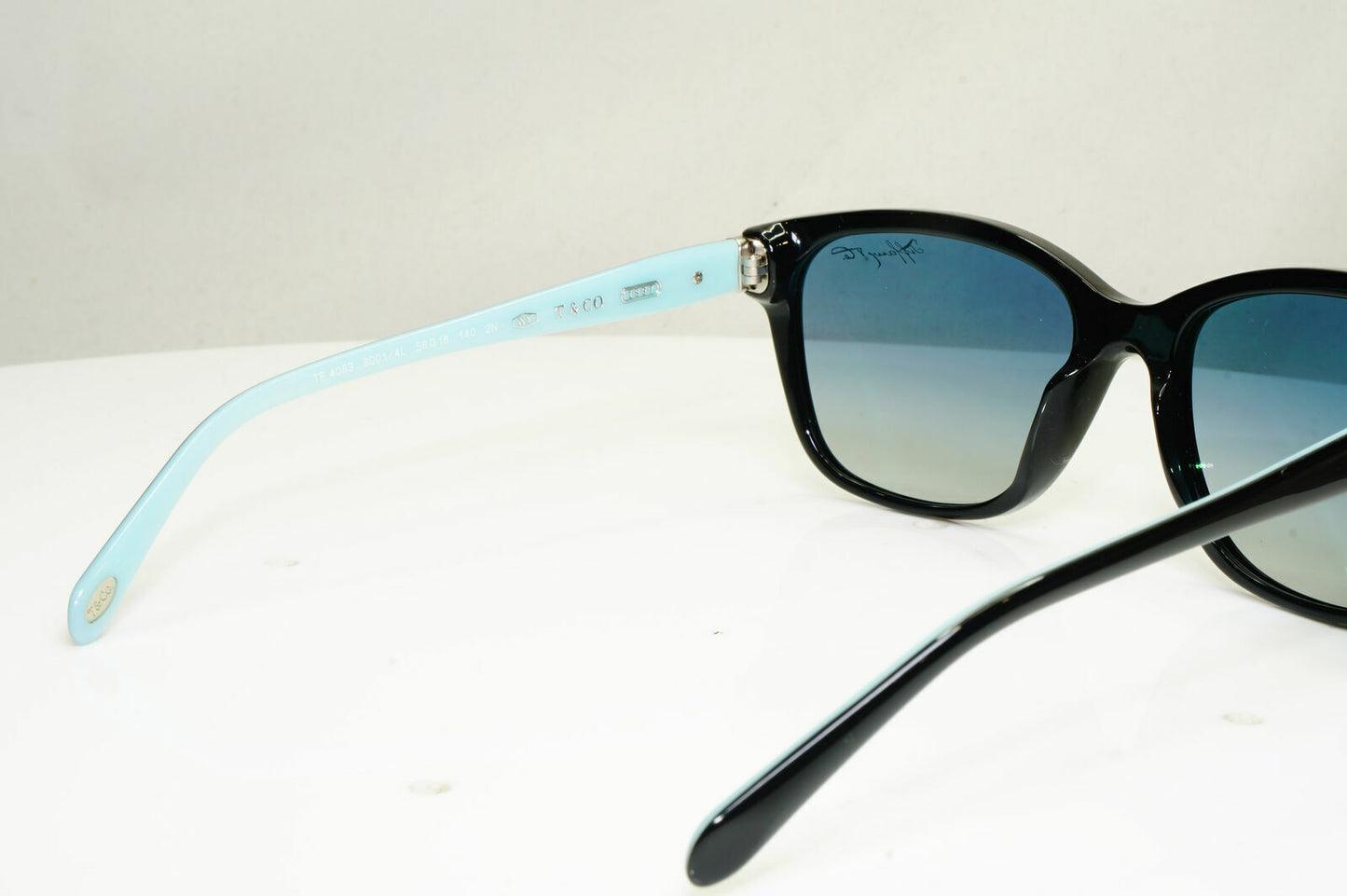 Tiffany & Co Black Sunglasses Blue Gradient Womens Square TF 4083 8001/4L 30643