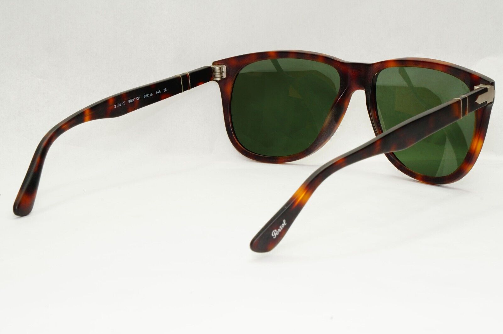 Persol Sunglasses 2014 Brown Tortoiseshell Green Square 3103-S 9001/31 56mm