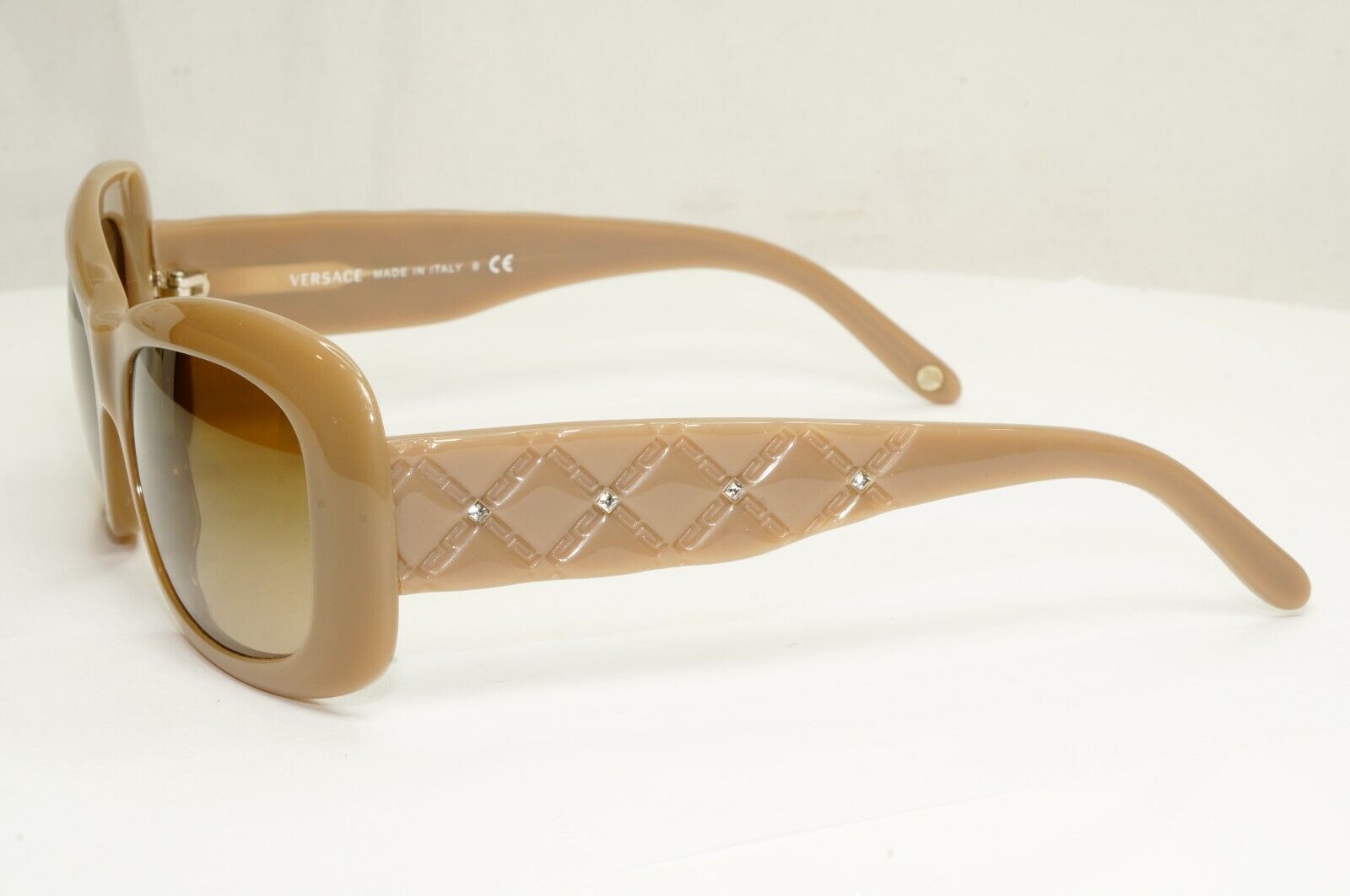 Versace Brown Square Sunglasses Womens Crystal Toffee MOD 4155-B 817/13 310122