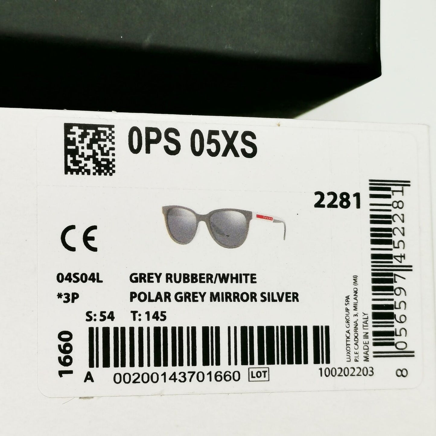 Prada Polarised Silver White Grey Sunglasses Red Stripe PS05XS SPS 05X 04S-04L