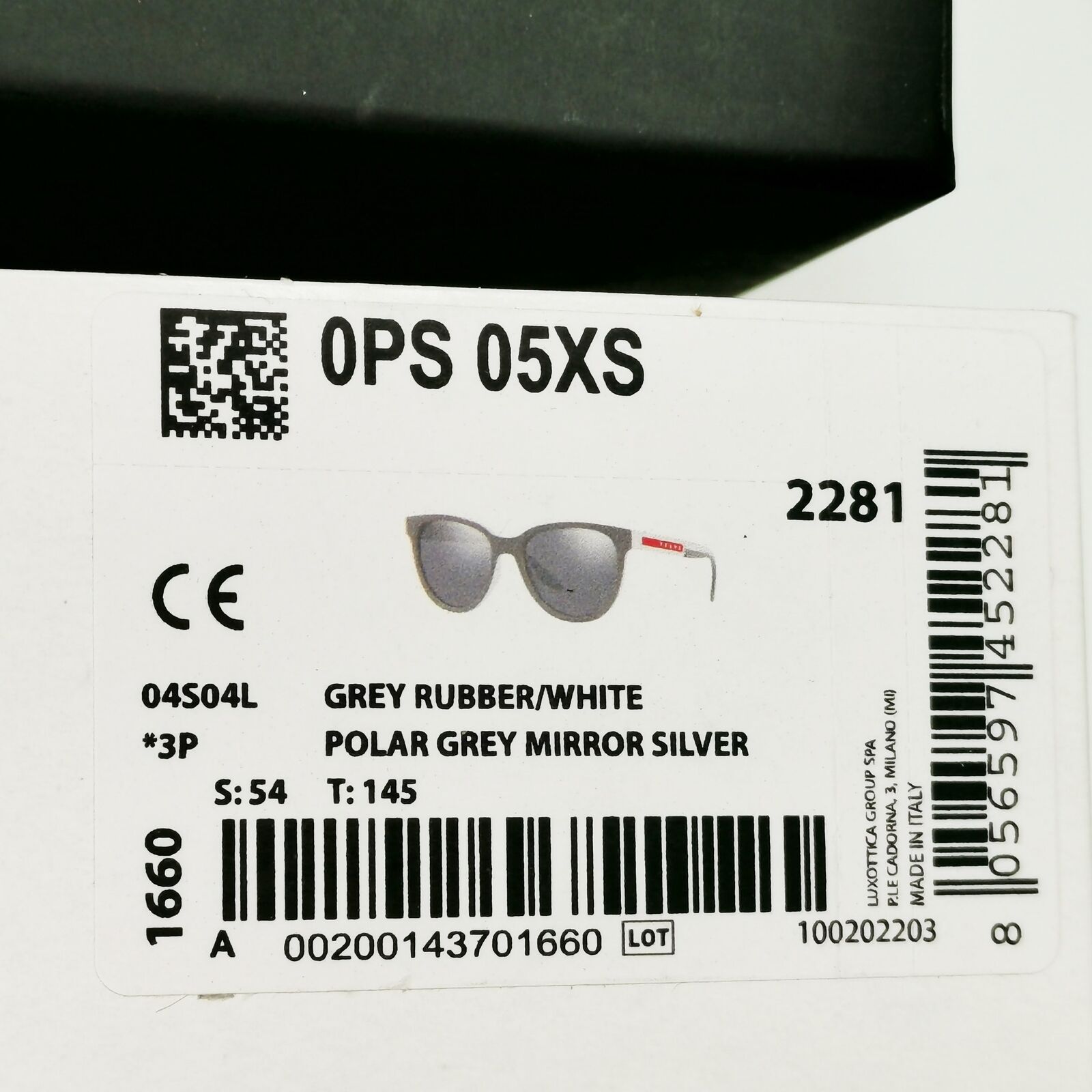 Prada Polarised Silver White Grey Sunglasses Red Stripe PS05XS SPS 05X 04S-04L