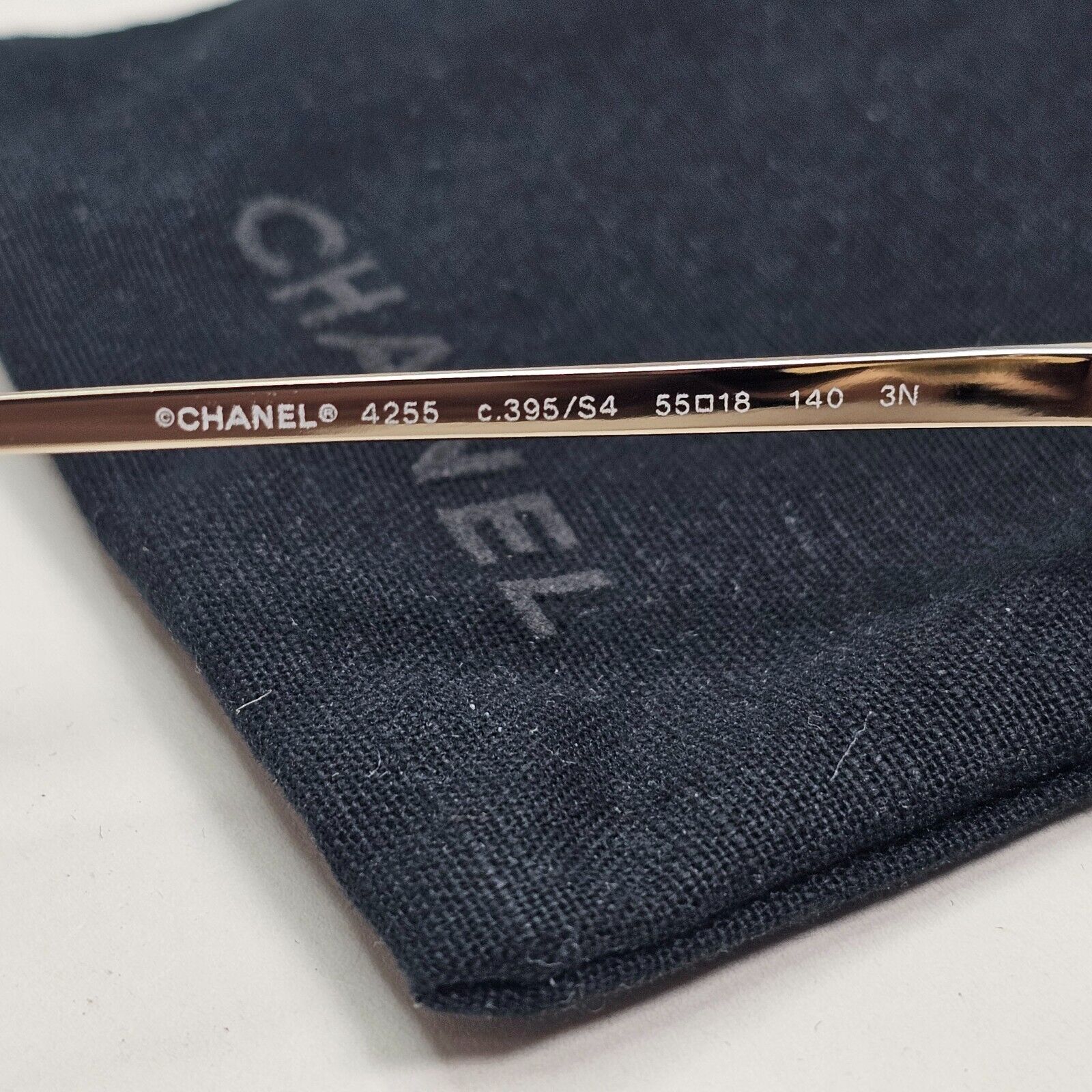 Chanel Sunglasses Gold Black Cat Eye Metal 4255 c.395/S4 55mm