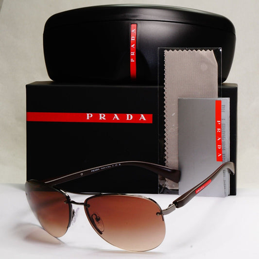 Prada Sunglasses Brown Gradient Pilot Rimless PS56MS SPS 56M 5AV-6S1 62mm