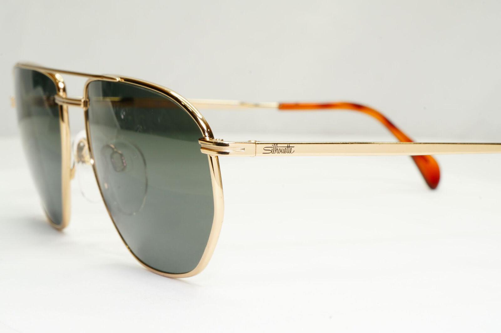 Silhouette 1990s Austria Sunglasses Vintage Gold Green Pilot M7217 V6050 071222