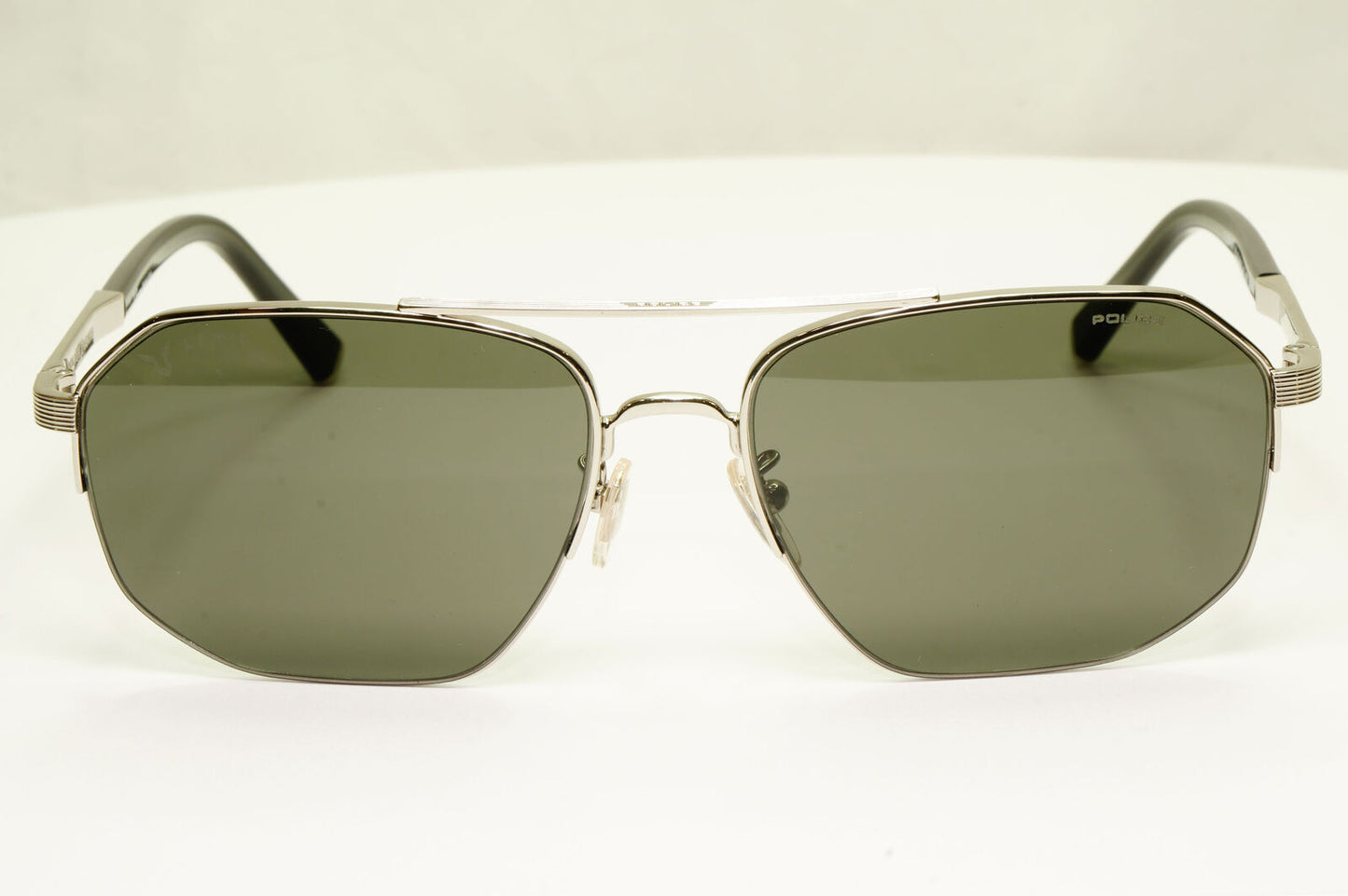 Police Lewis Hamilton F1 Sunglasses Silver Black Green Pilot 04 SPL A25 COL 0579