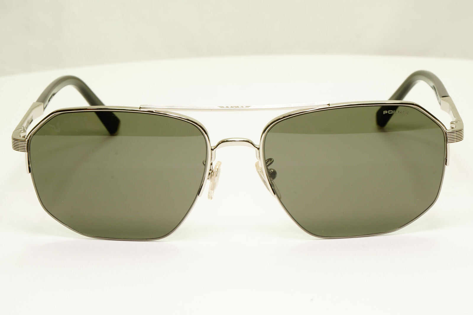Police Lewis Hamilton F1 Sunglasses Silver Black Green Pilot 04 SPL A25 COL 0579