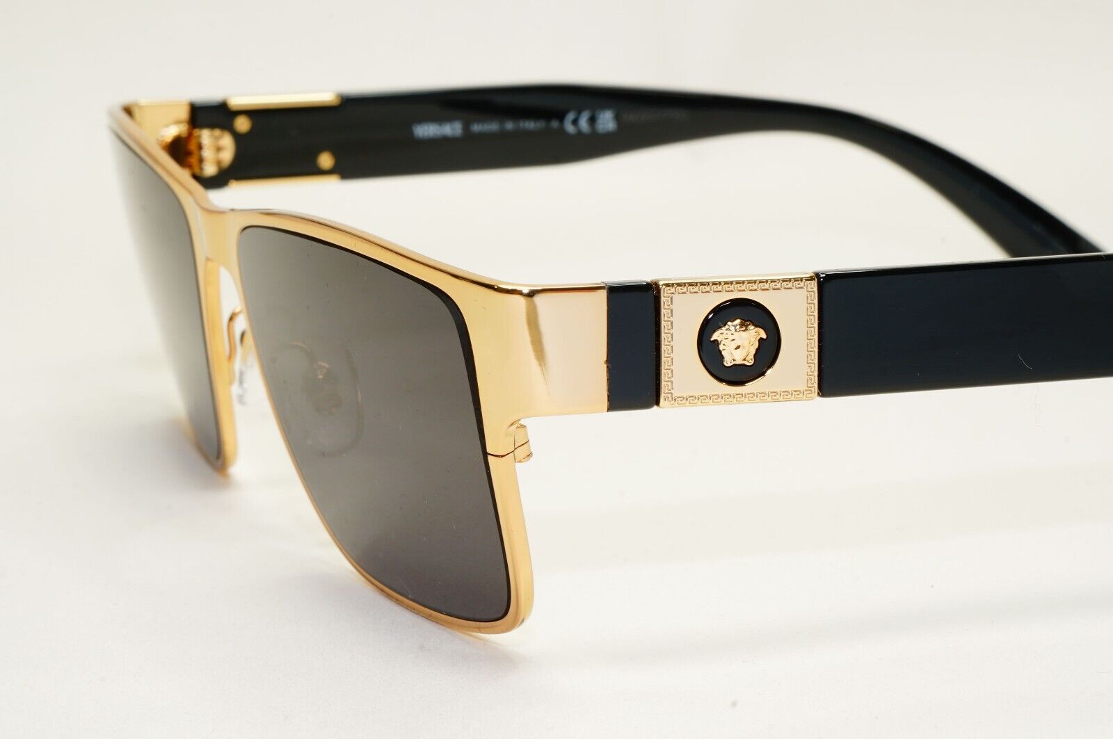 Versace Sunglasses Gold Black Glossy Square Medusa MOD VE 1274 1002 55mm