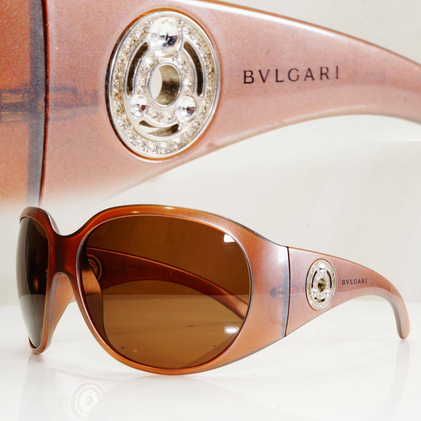 Bvlgari Diamante Oversized Sunglasses Womens Vintage Brown 8009 945/13 28489