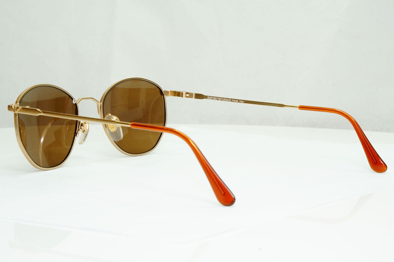Emporio Armani Sunglasses 1997 Vintage Gold Brown Metal Round 031 703 48mm A