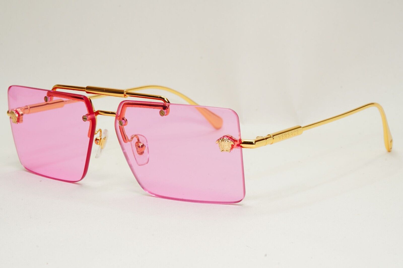 Versace Sunglasses Gold Rimless Medusa Fuchsia Pink Violet MOD VE 2245 1002/5