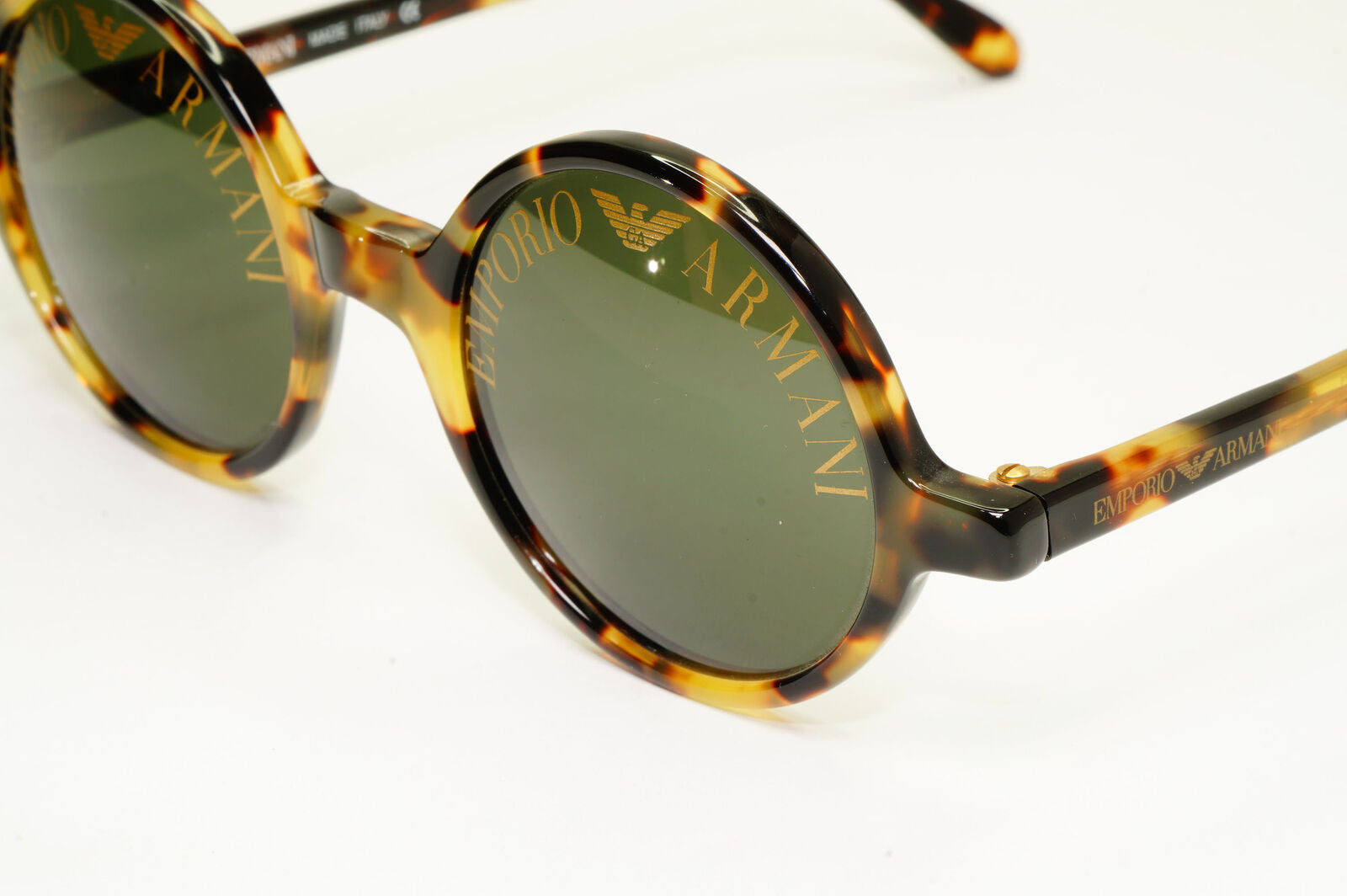 Emporio Armani 1997 Vintage Sunglasses Round Lens Logo Print Brown 523-S 053