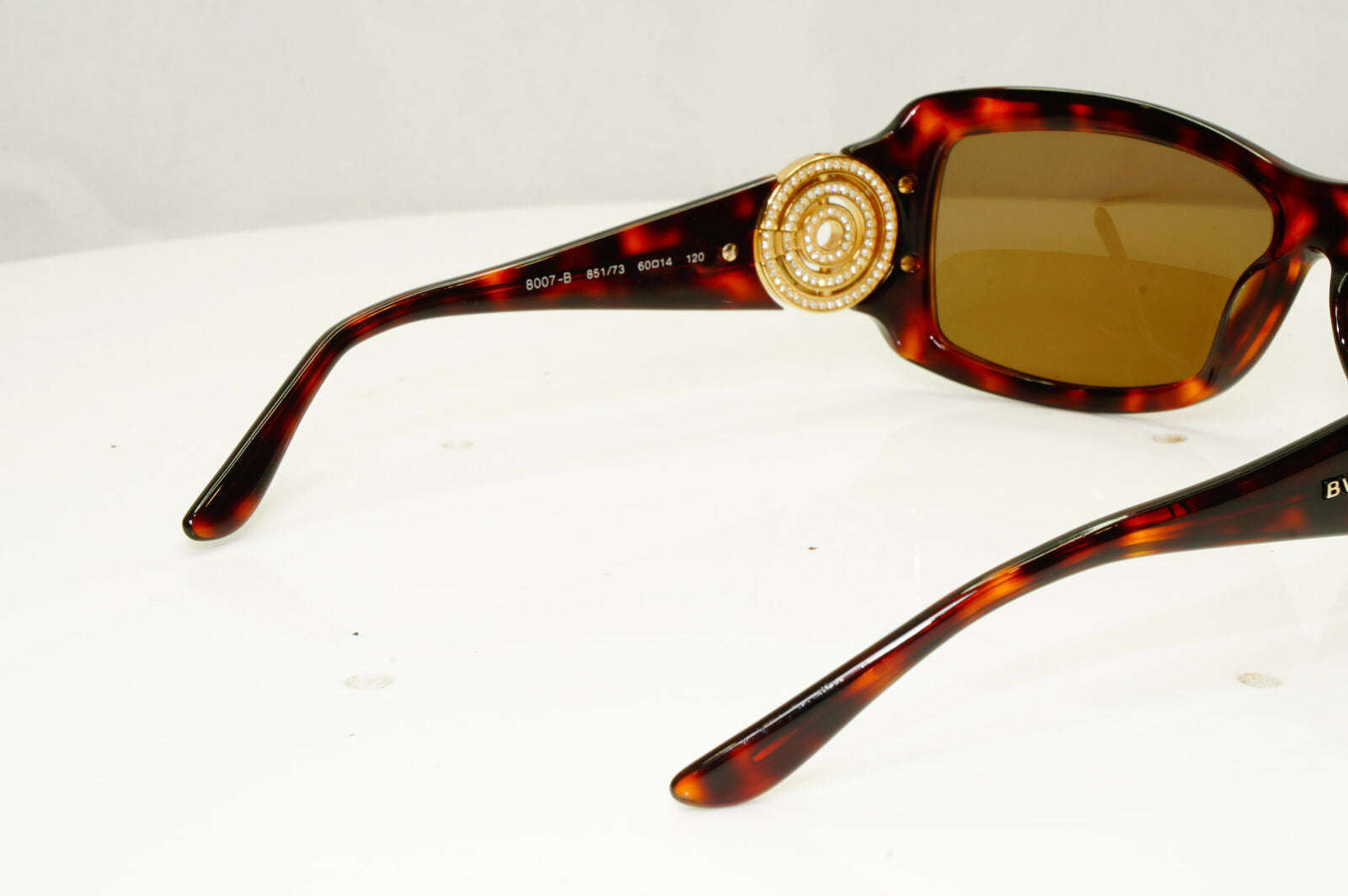 Bvlgari Womens Vintage Sunglasses Gold Circle Crystal Brown 8007-B 851/73 33978