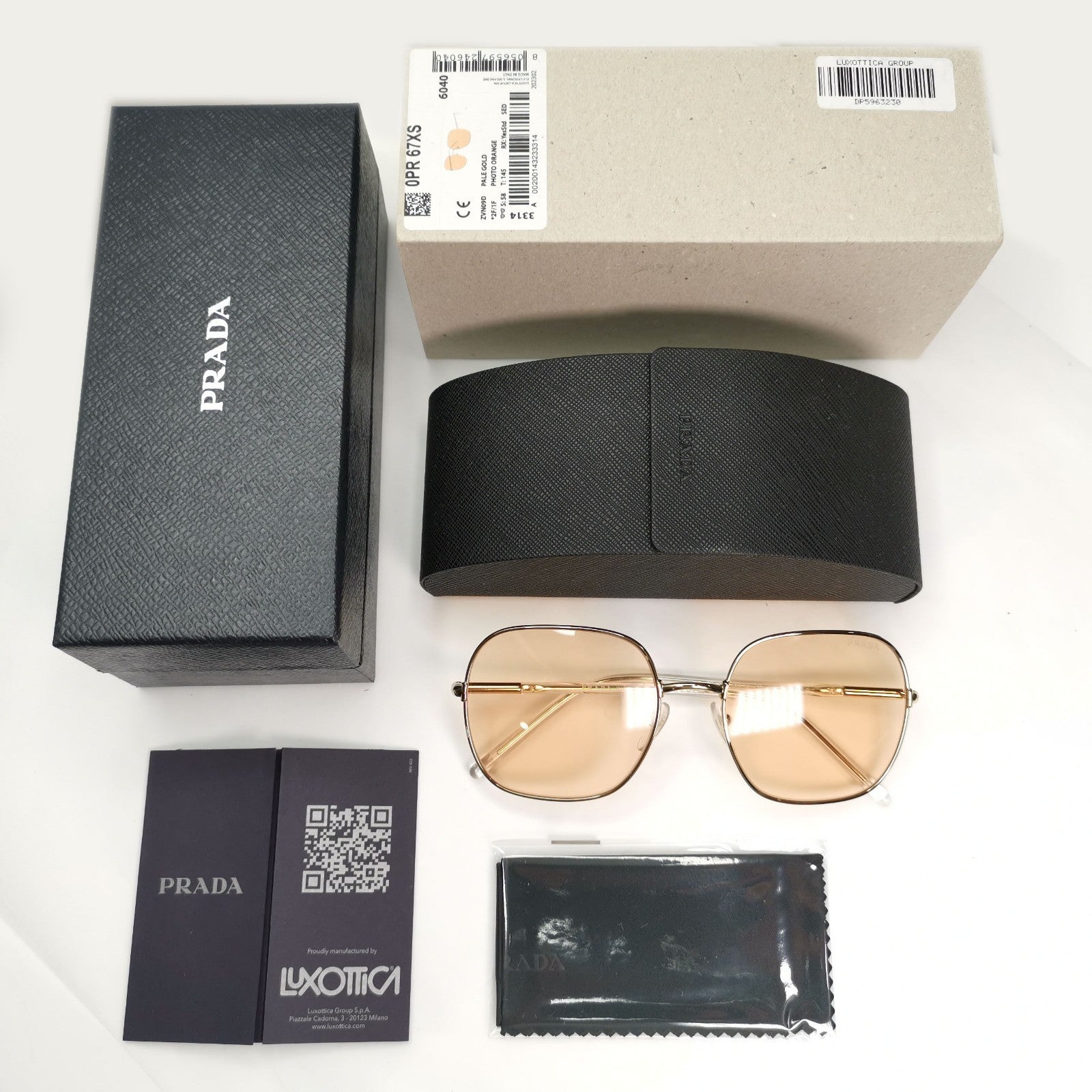Prada Sunglasses Photochromic Gold Yellow Orange Square PR67XS SPR 67X ZVN-09D