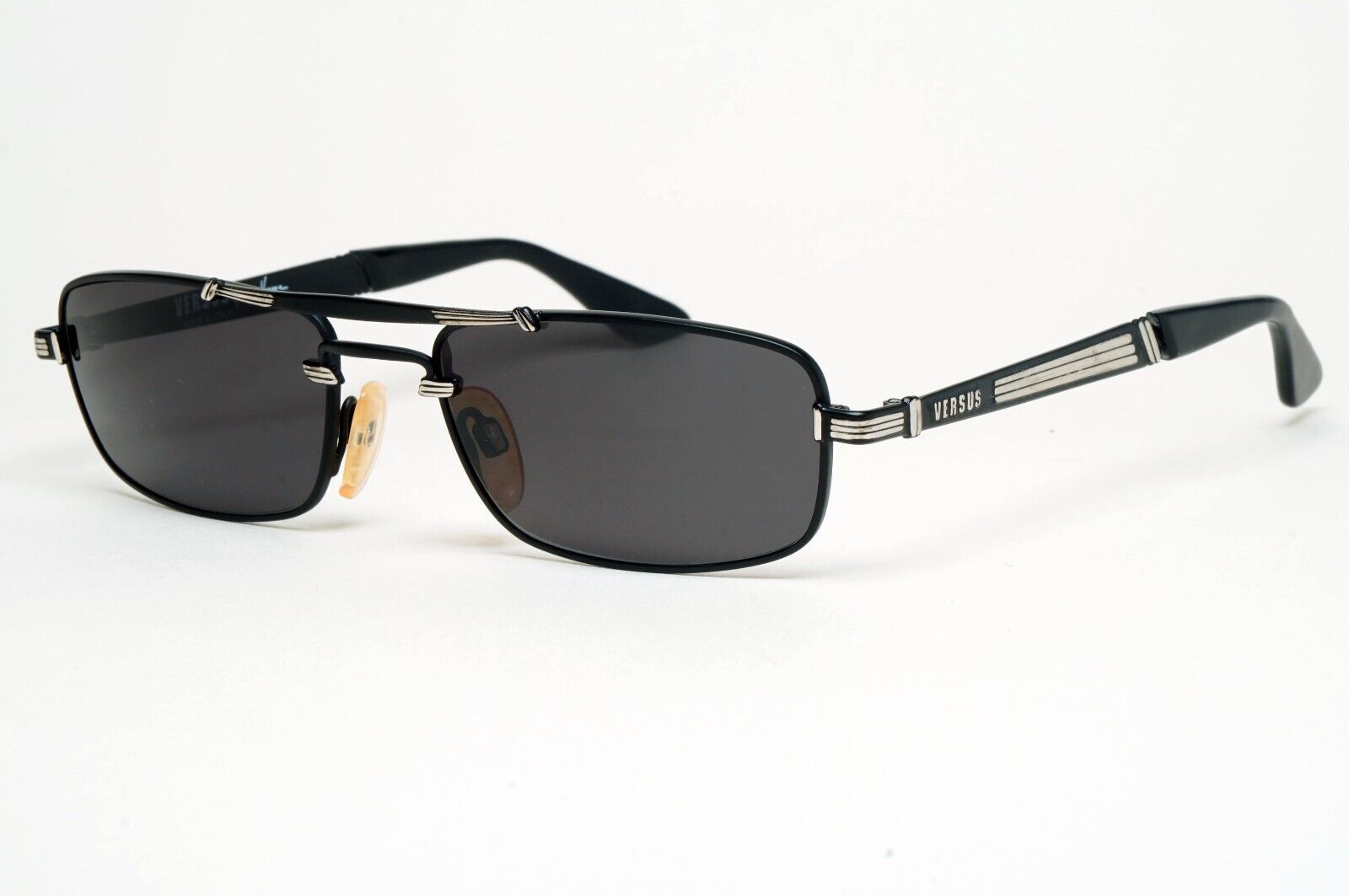 Versus Sunglasses 1996 by Gianni Versace Vintage Rectangle Black MOD F06 COL 35M