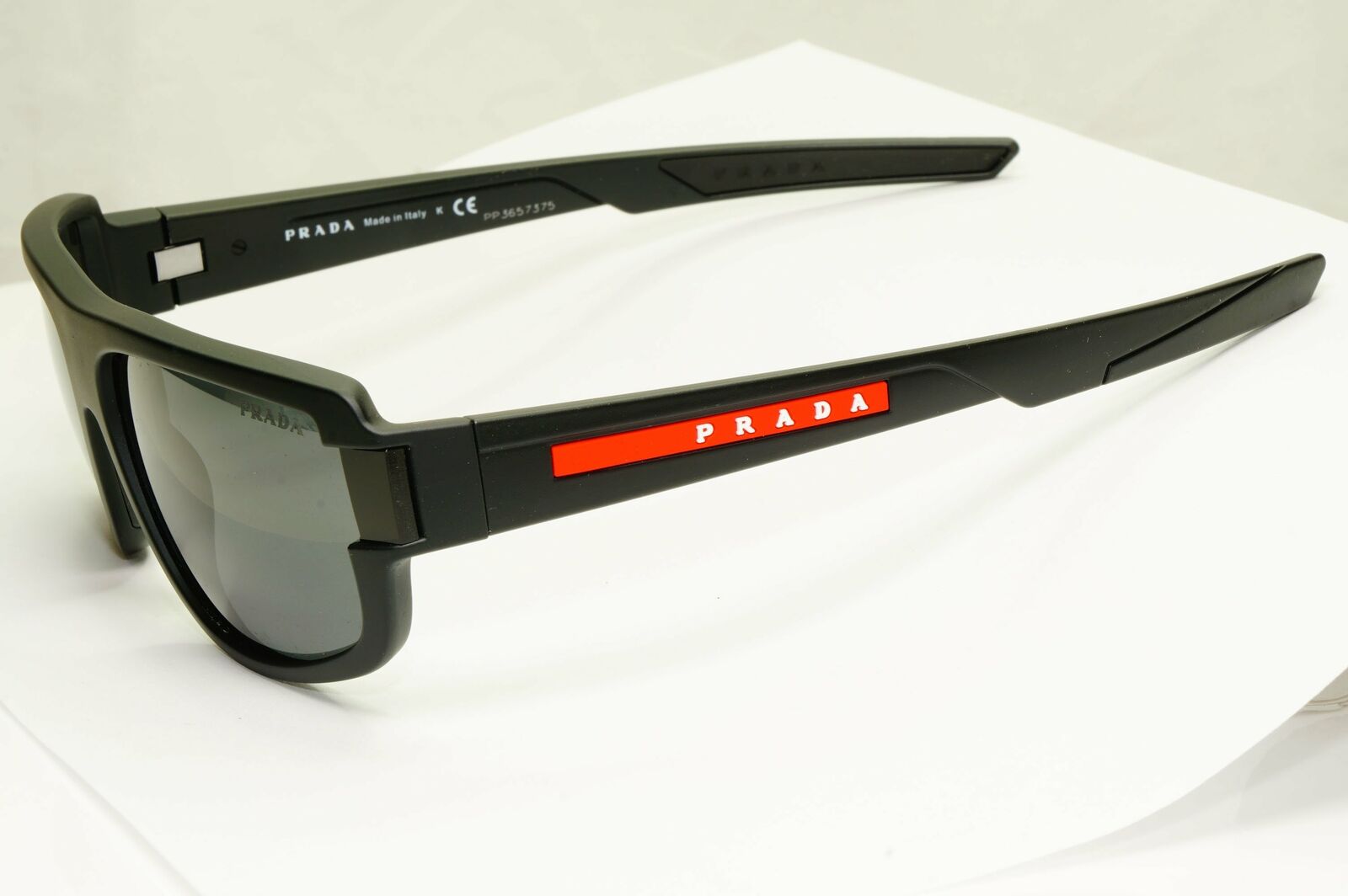 Prada Black Sunglasses Mens Designer Red Rectangle SPS 03W DG0-06F PS03WS