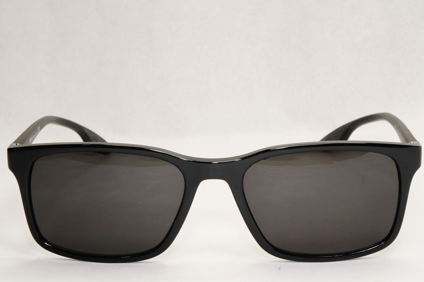 Prada Sunglasses Black Square Glossy Red Stripe PS01LV VPS 01L 1AB-1O1 54mm